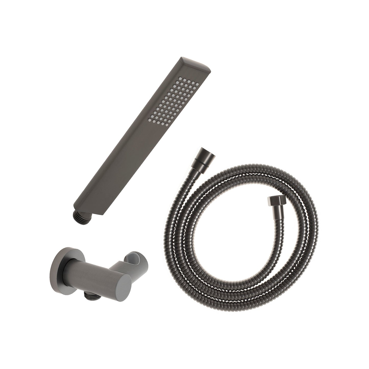 Block Square Hand Shower with Holder, Brushed Gunmetal