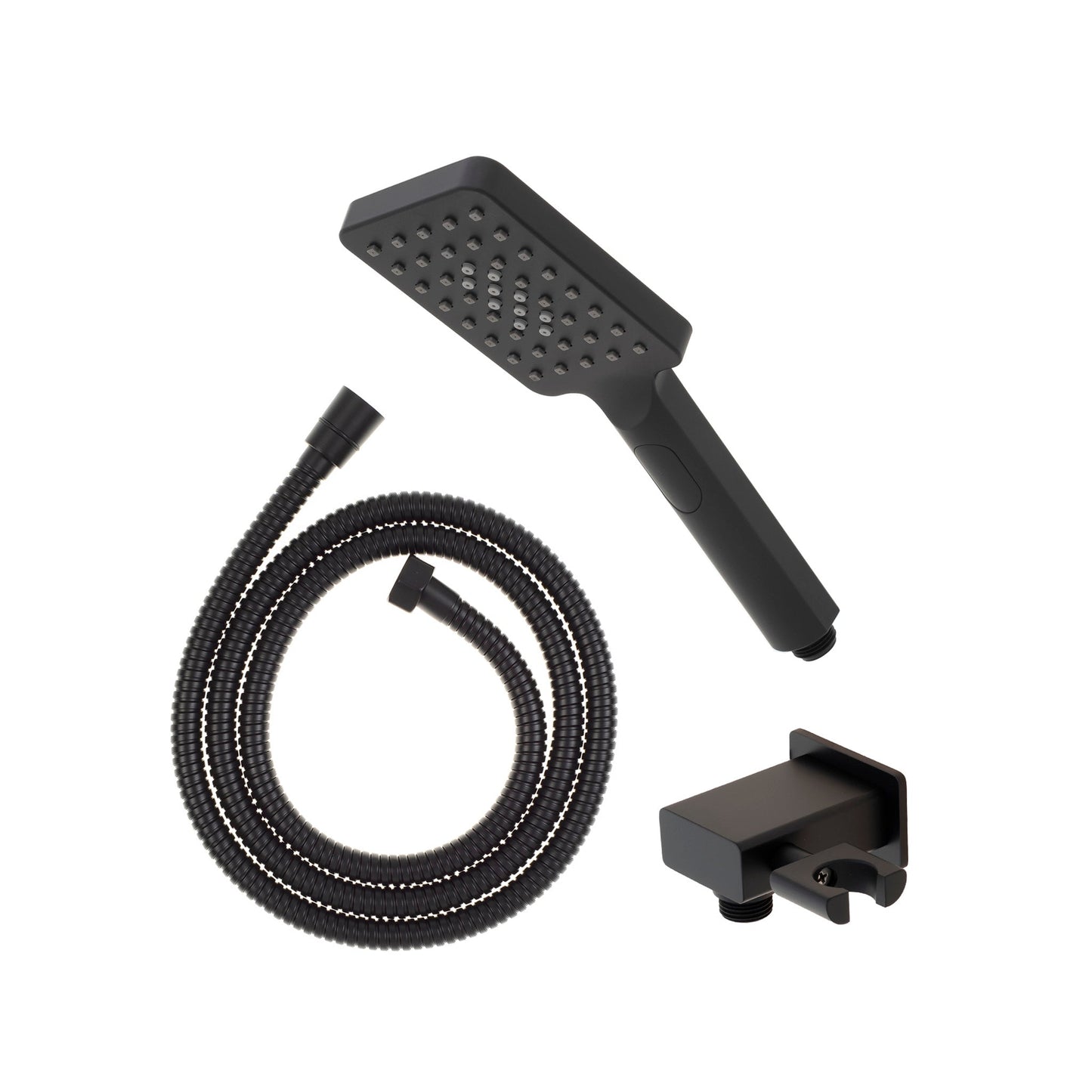 Retto Square 3-Function Hand Shower with Holder, Matte Black