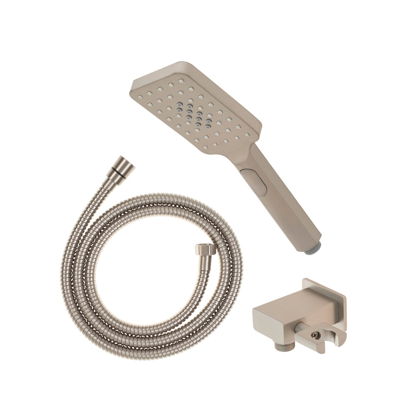 Retto Square 3-Function Hand Shower with Holder, Brushed Nickel