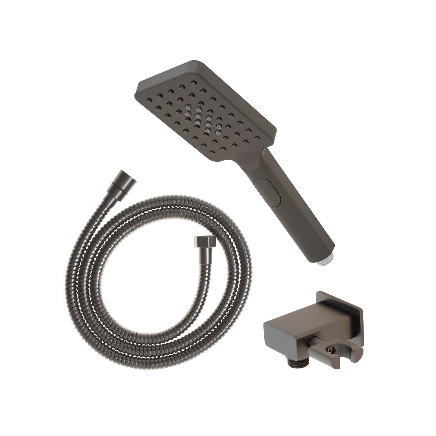 Retto Square 3-Function Hand Shower with Holder, Brushed Gunmetal