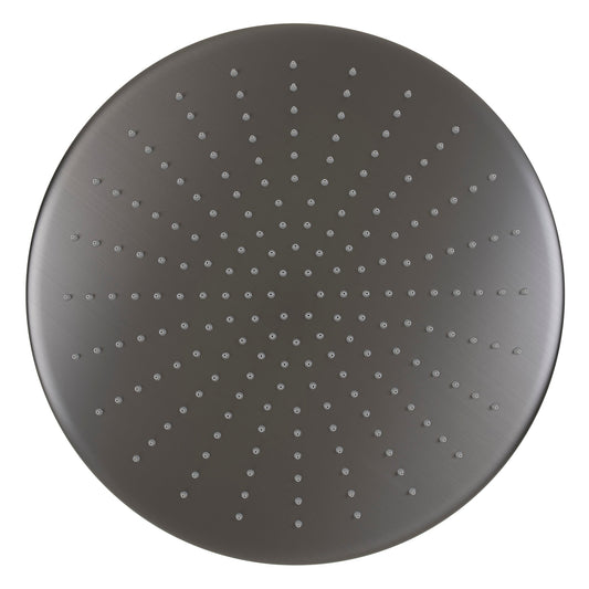 Round 400mm Stainless Steel Rain Shower Head, Brushed Gunmetal