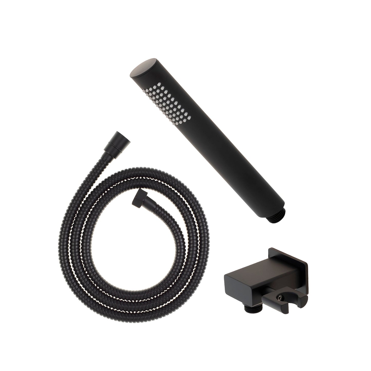 Tube Round Hand Shower with Holder, Matte Black