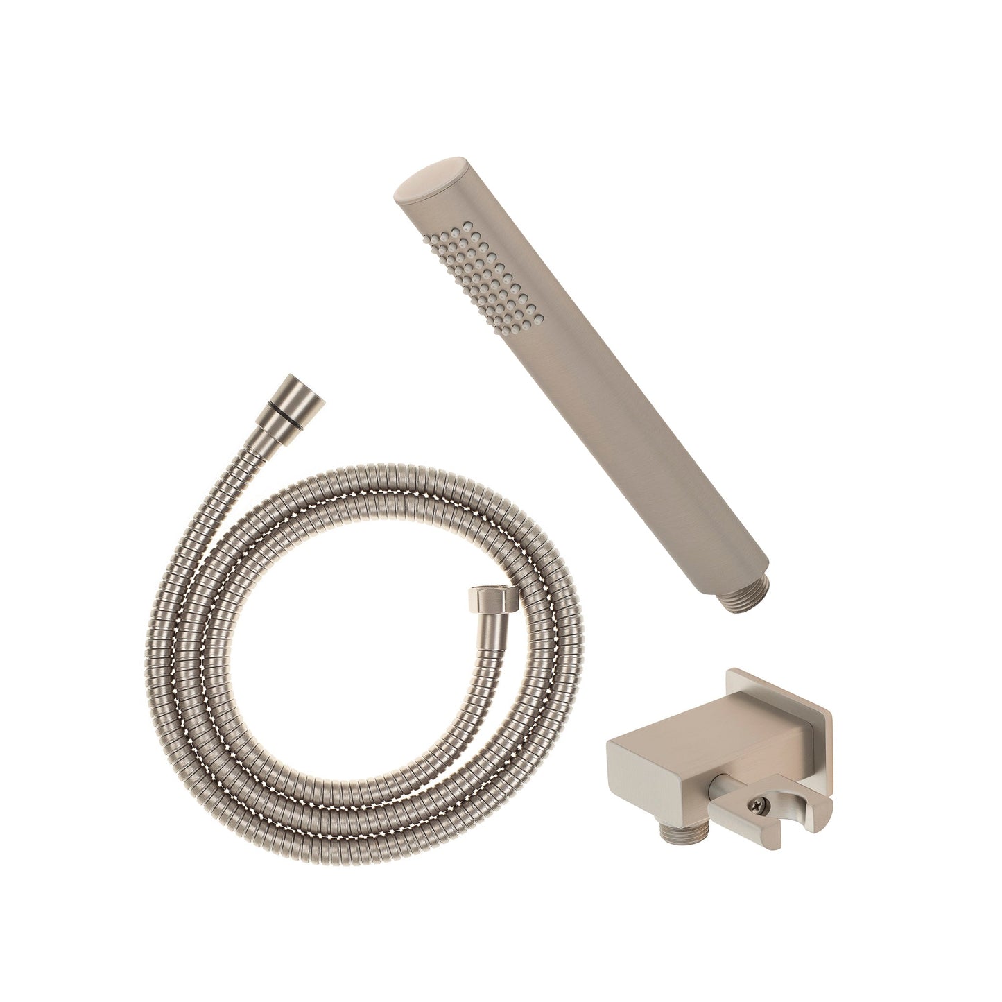 Tube Round Hand Shower with Holder, Brushed Nickel