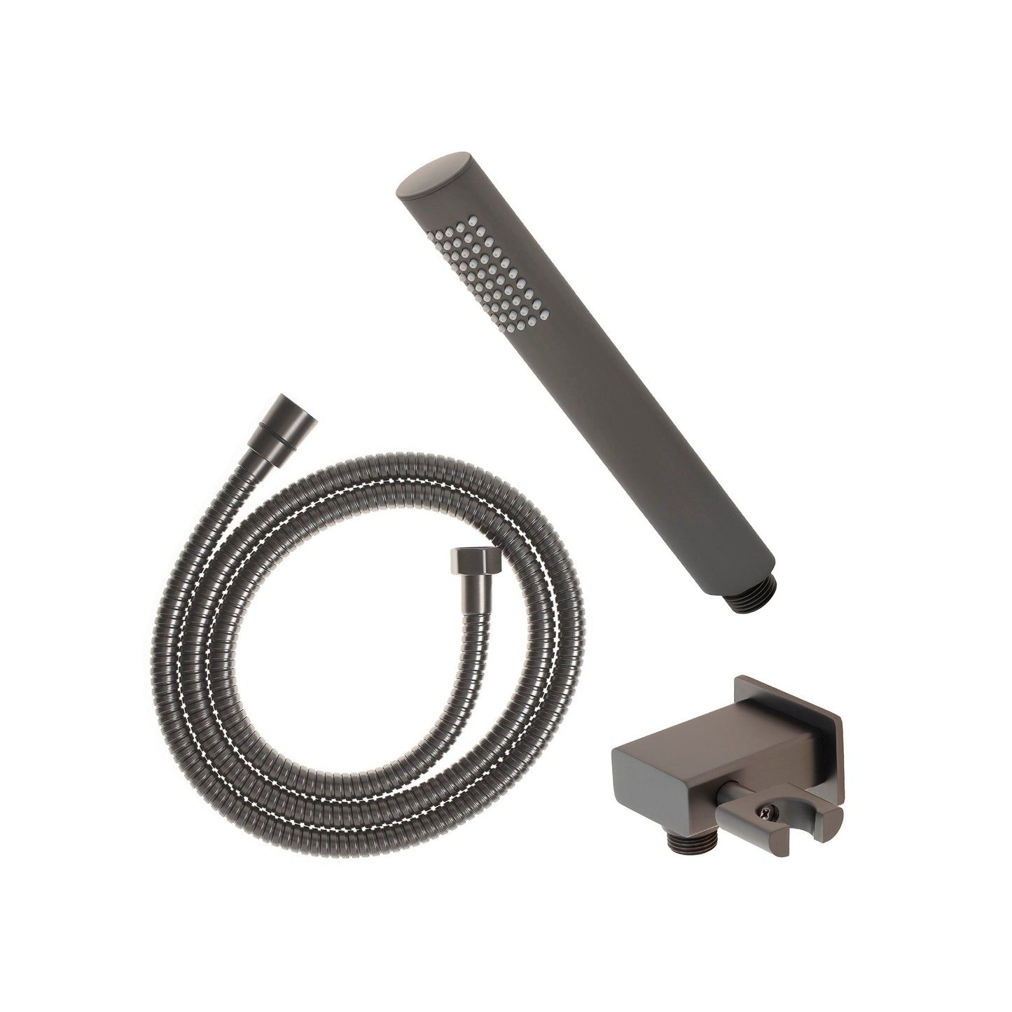 Tube Round Hand Shower with Holder, Brushed Gunmetal