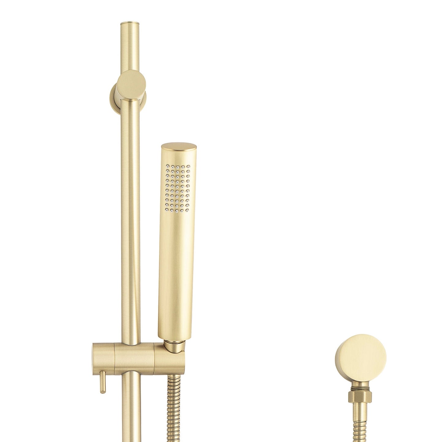 Tube Round Hand Shower on Rail, Brushed Brass (Gold)