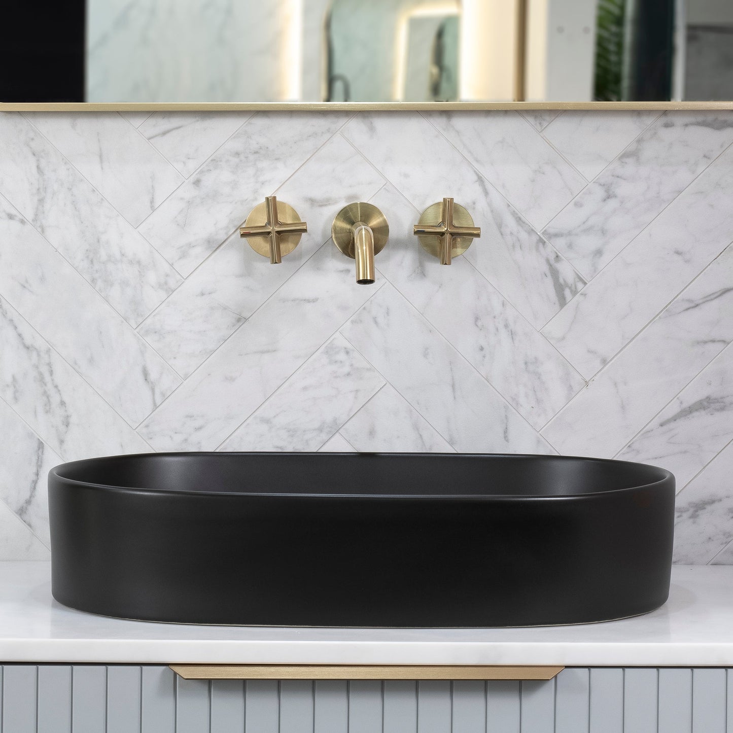 Pill Oval 600mm x 380mm Above-Counter Basin, Matte Black