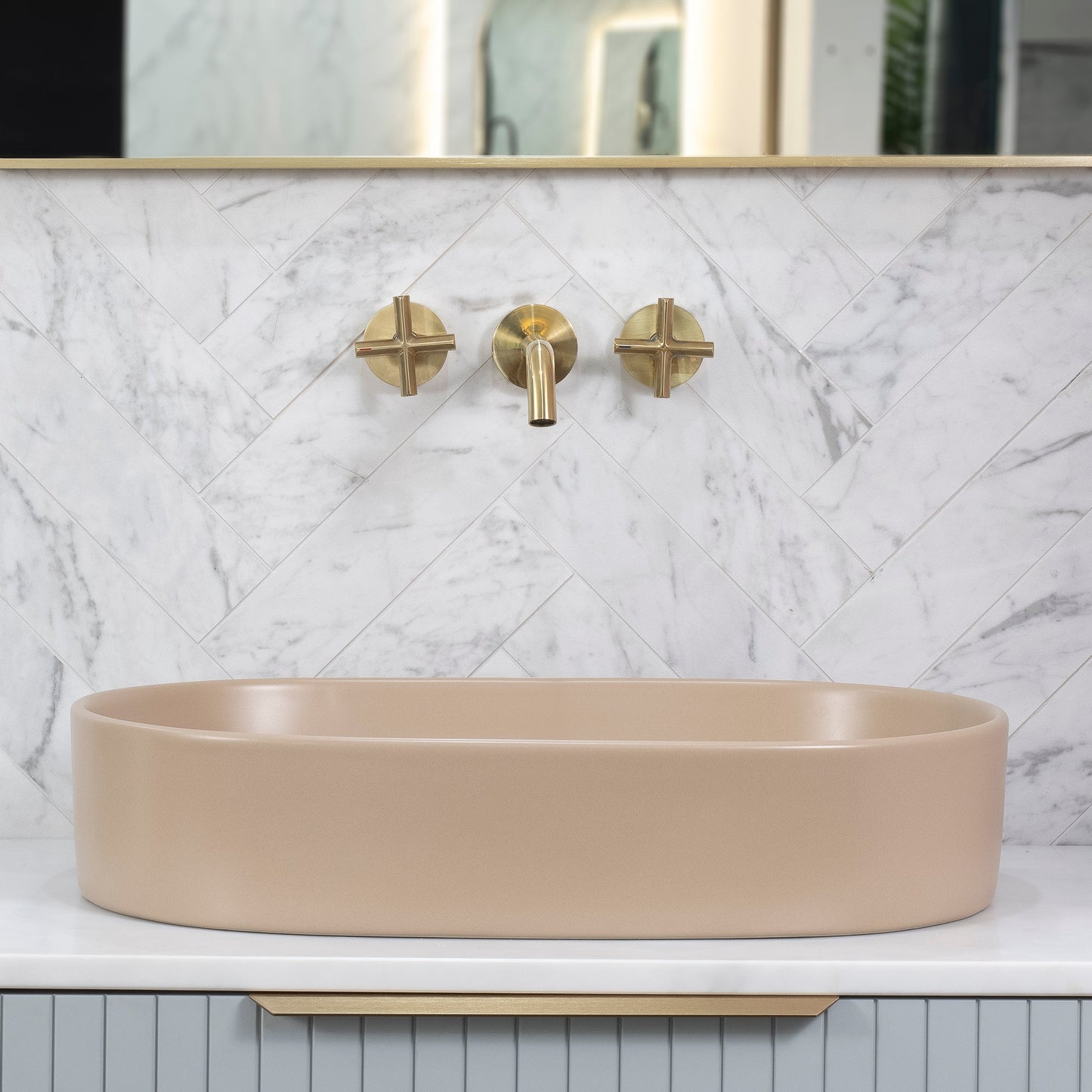 Pill Oval 600mm x 380mm Above-Counter Basin, Matte Cappucino