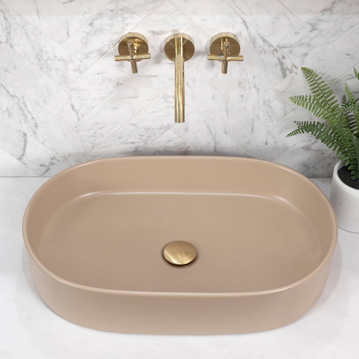 Pill Oval 600mm x 380mm Above-Counter Basin, Matte Cappucino