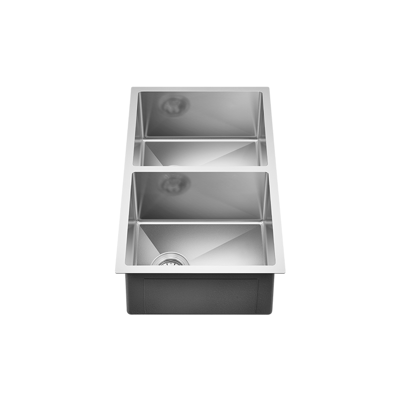 Retto 875mm x 450mm x 230mm Large Stainless Steel Double Sink | Brushed Nickel |