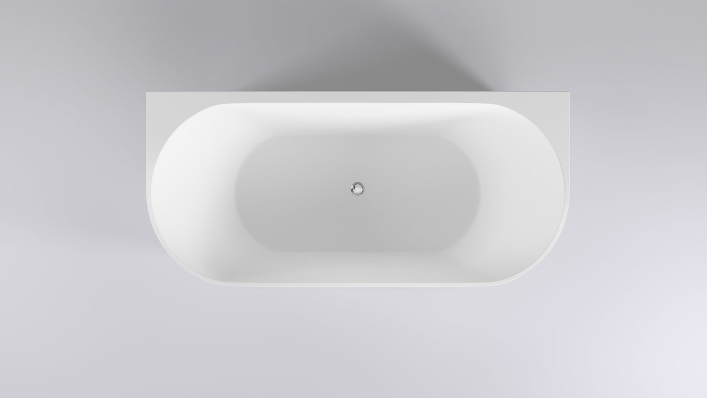 Avalon 1700mm Back to Wall Freestanding Bath, Matte White