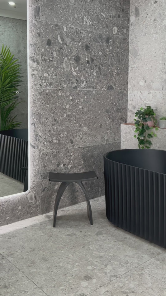 Agora Groove 1500mm Fluted Oval Freestanding Bath, Matte Black