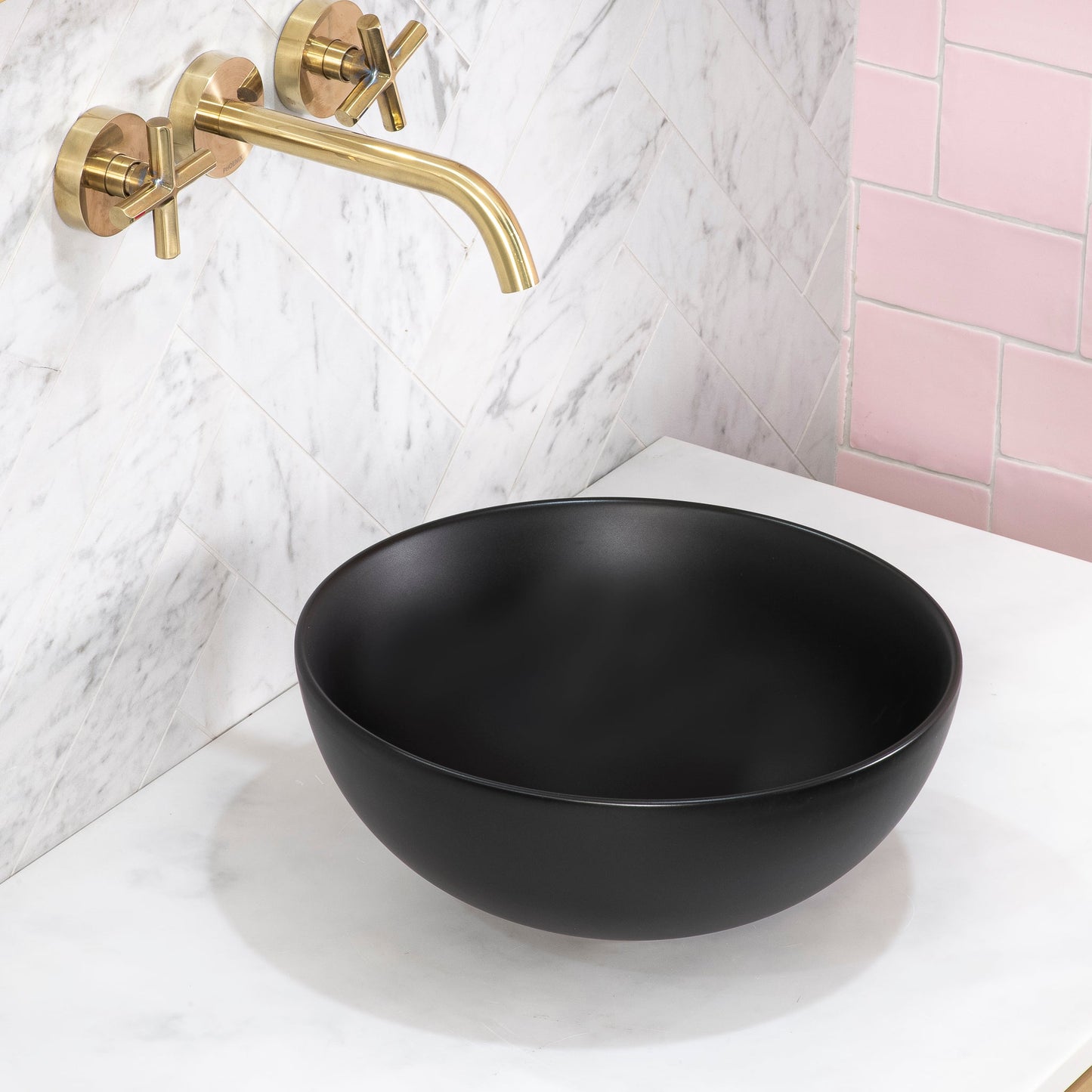 Salata Petite 320mm Above-Counter Round Basin, Matte Black