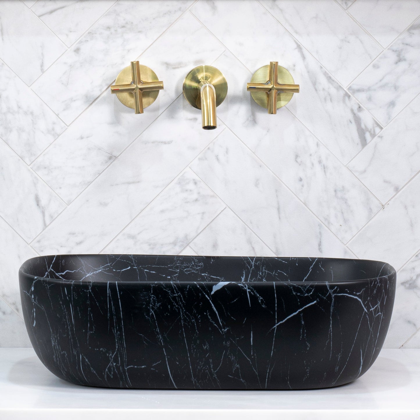 Julio 455mm x 325mm Above-Counter Basin, Matte Marquina Marrone