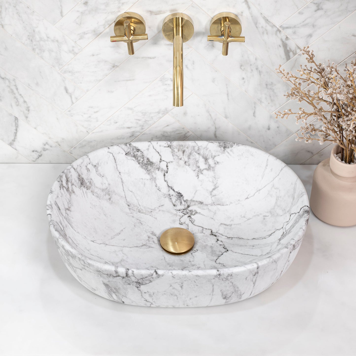 Capsula 480mm x 350mm Above-Counter Basin, Matte Carrara