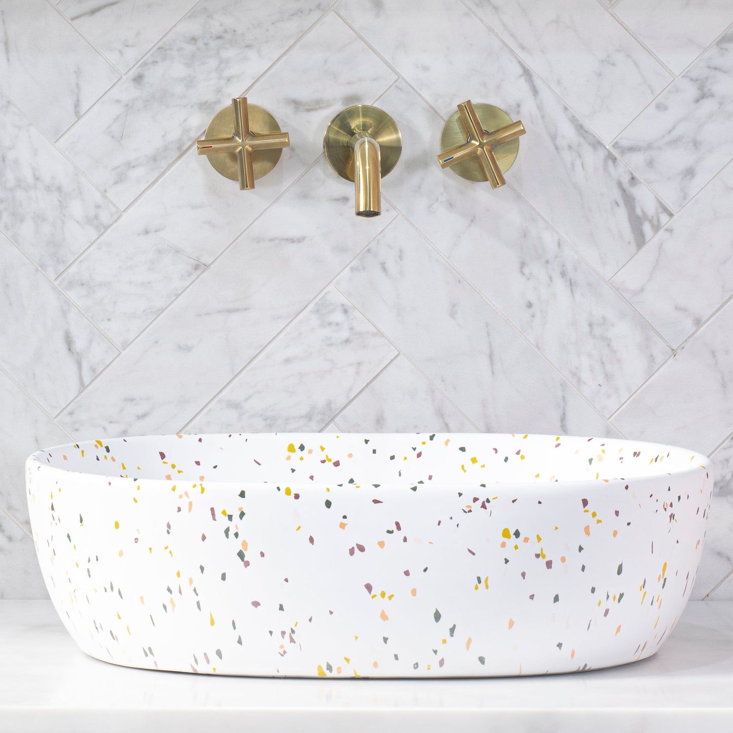 Capsula 480mm x 350mm Above-Counter Basin, Matte Terrazzo Speckle