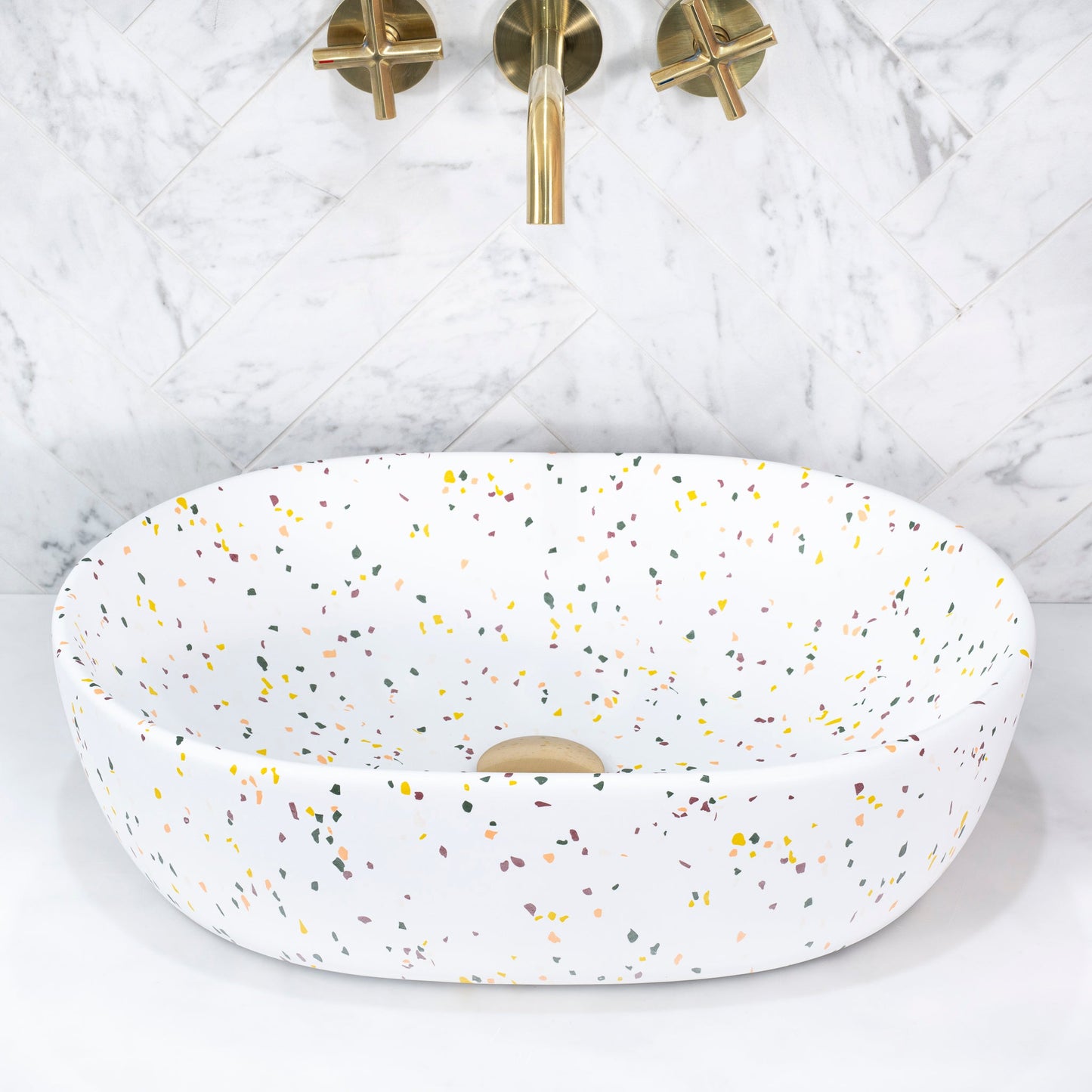 Capsula 480mm x 350mm Above-Counter Basin, Matte Terrazzo Speckle