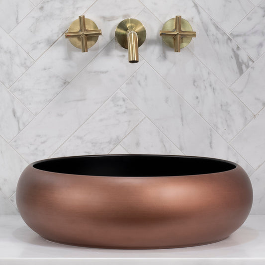 Disco Plus 415mm Above-Counter Basin, Matte Copper and Black