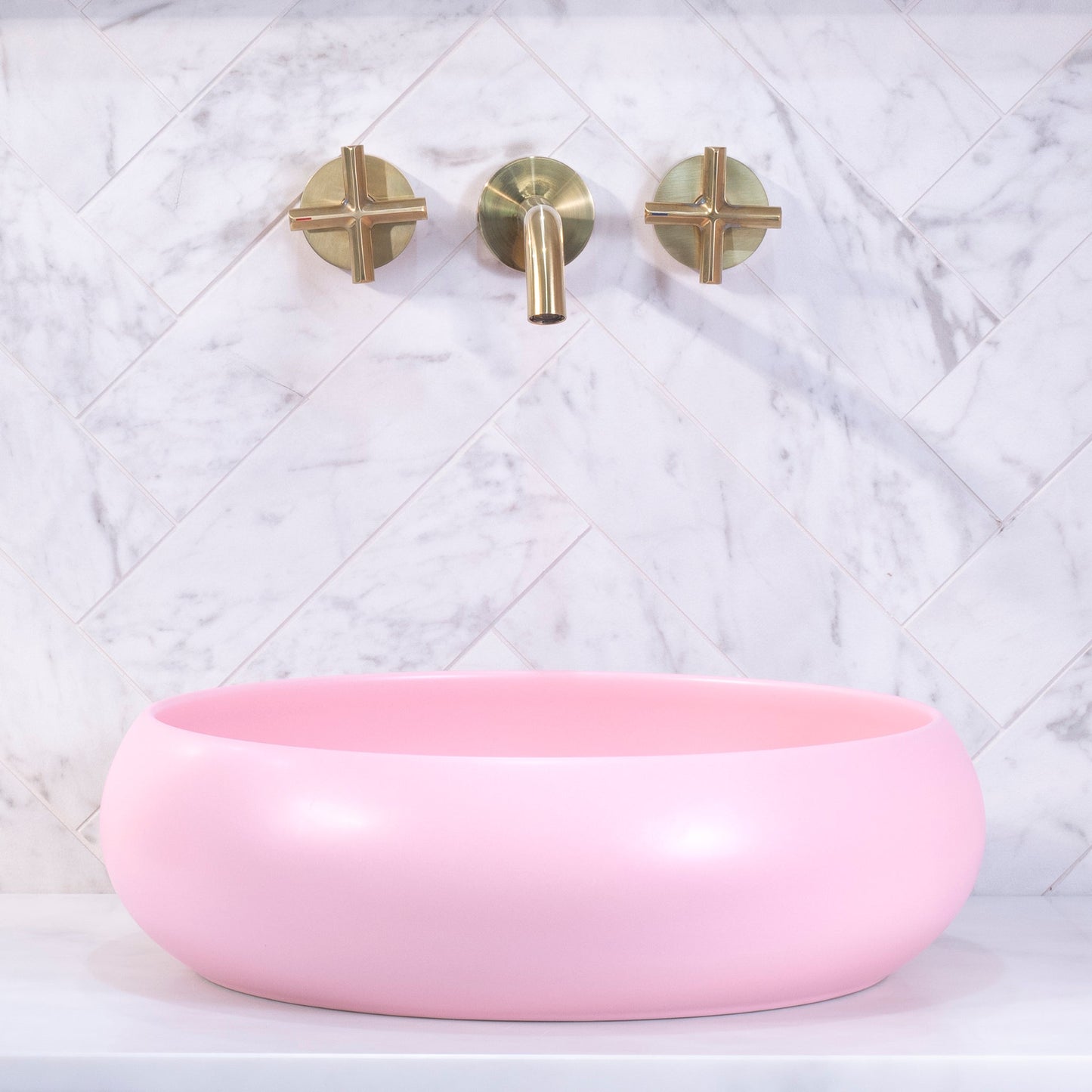 Disco Plus 415mm Above-Counter Basin, Matte Pink