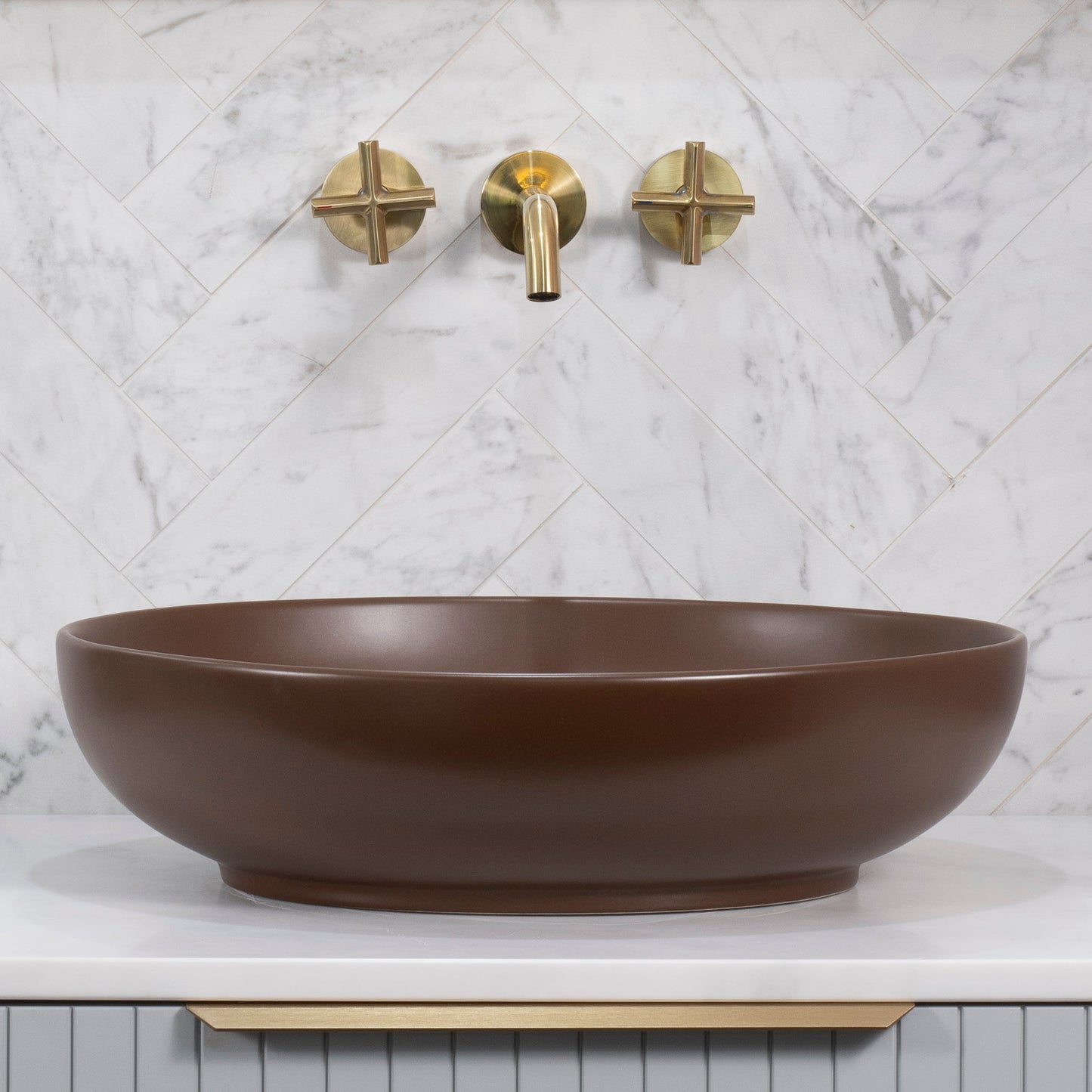 Ellipse 520mm x 395mm Above-Counter Basin, Matte Mocha