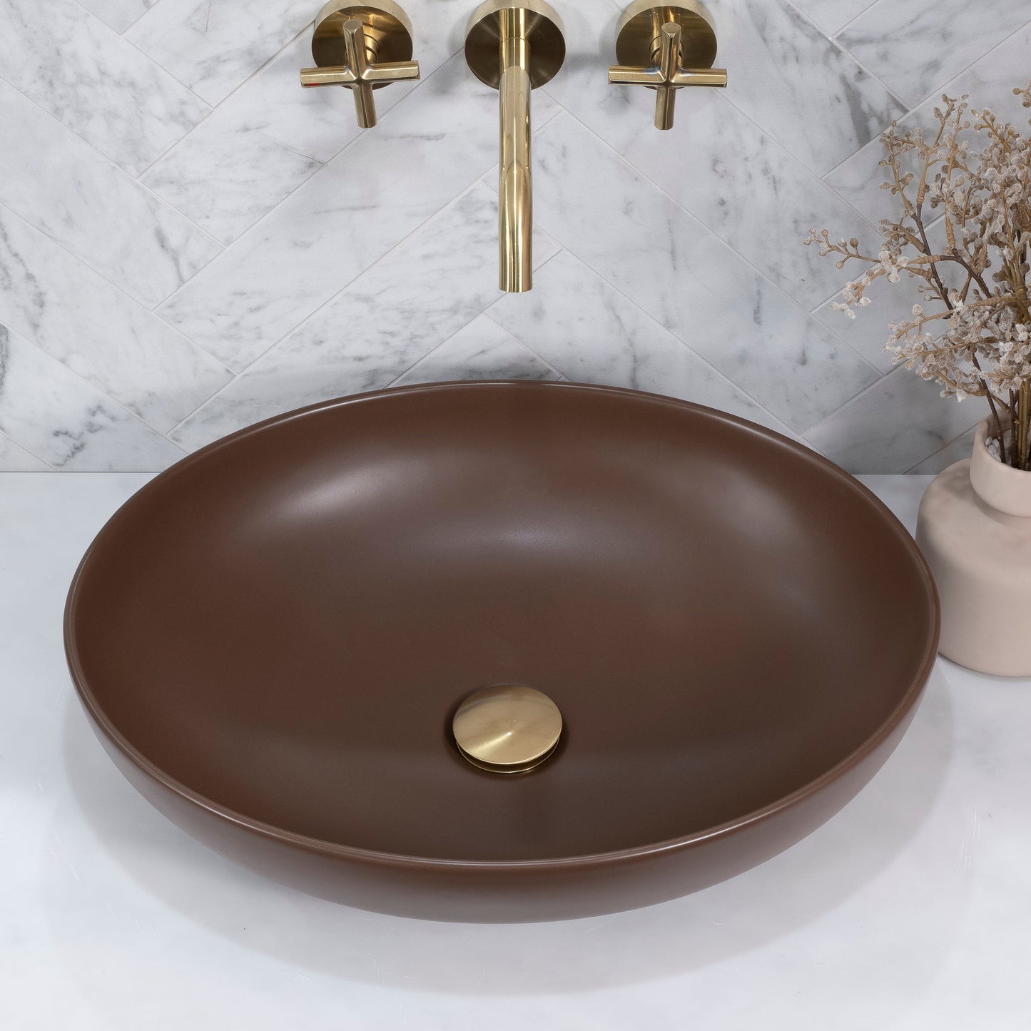 Ellipse 520mm x 395mm Above-Counter Basin, Matte Mocha