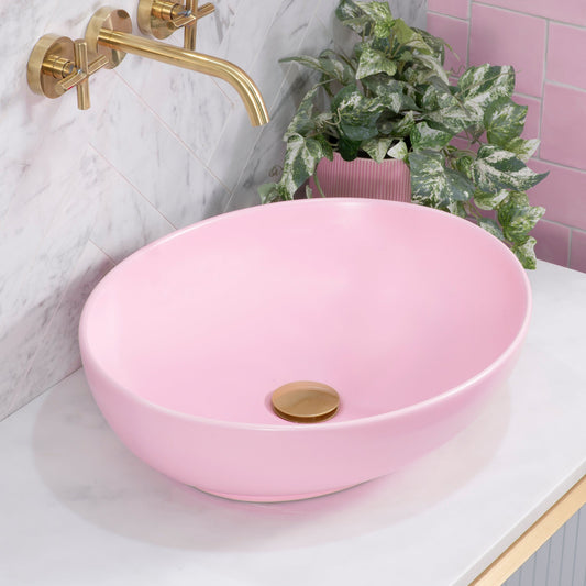 Ellipse 520mm x 395mm Above-Counter Basin, Matte Pink