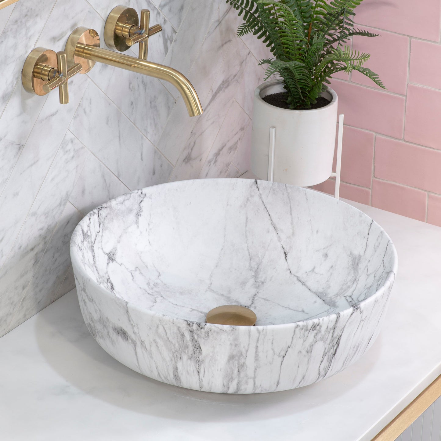 Dove 415mm Above-Counter Basin, Matte Carrara