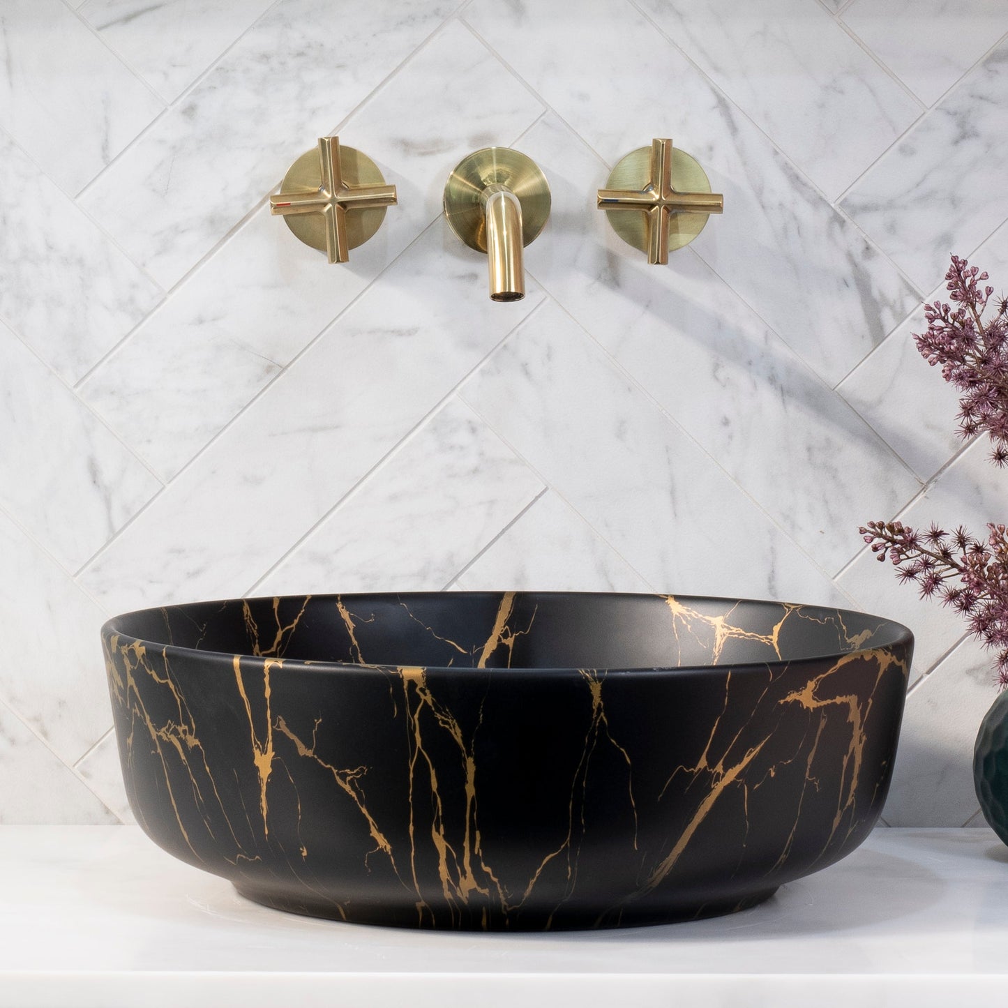 Dove 415mm Above-Counter Basin, Matte Marquina Marrone