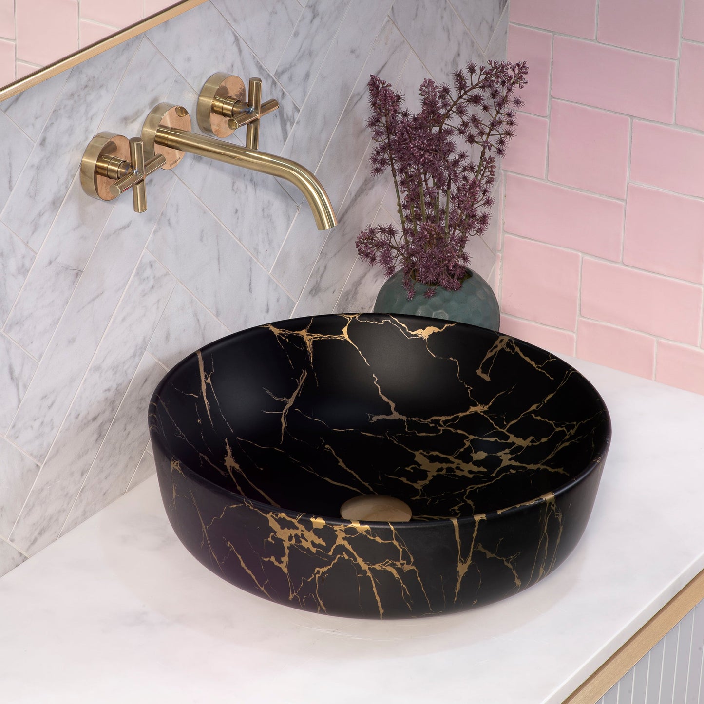 Dove 415mm Above-Counter Basin, Matte Marquina Marrone