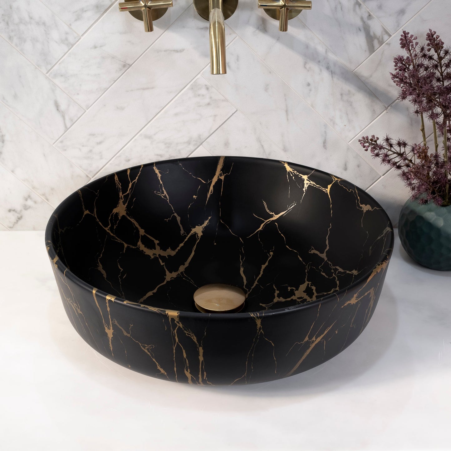 Dove 415mm Above-Counter Basin, Matte Marquina Marrone