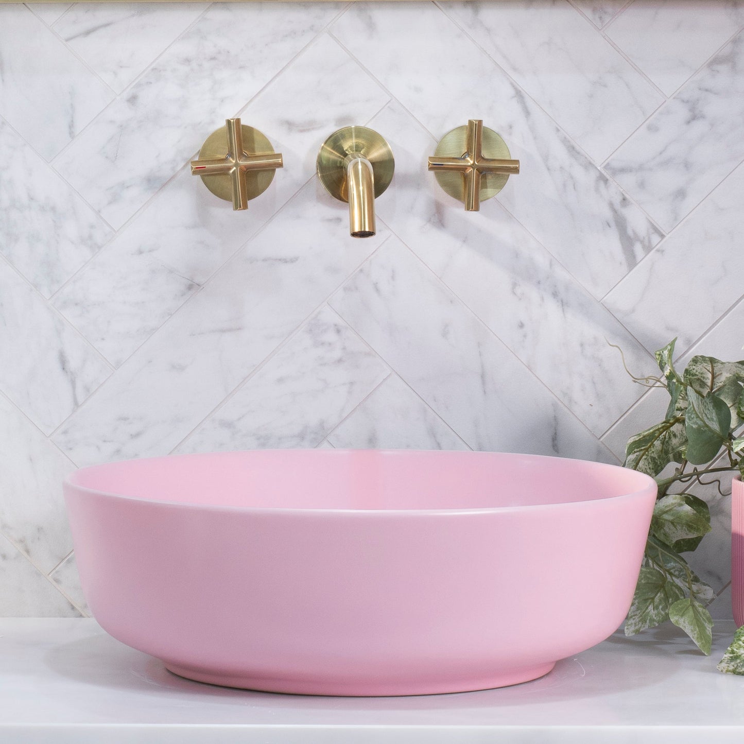 Dove 415mm Above-Counter Basin, Matte Pink