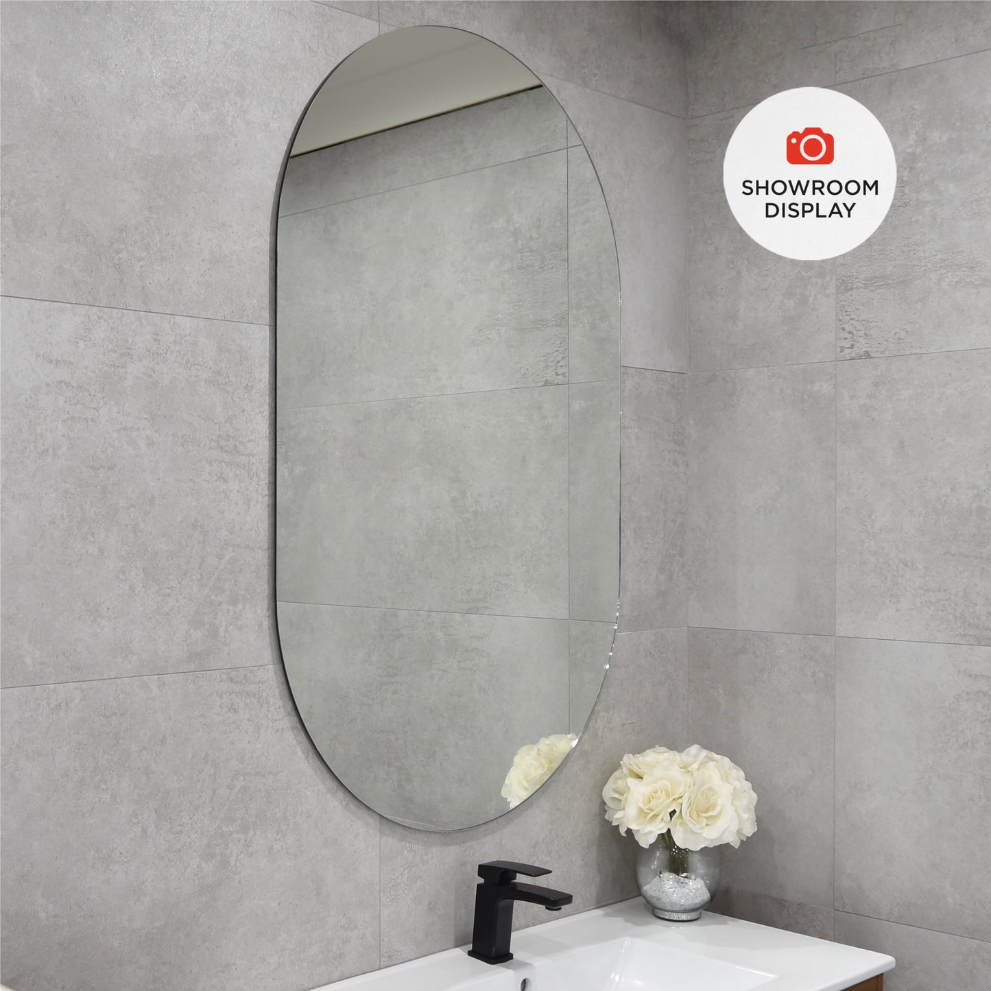 Pill Oval 750mm x 1200mm Frameless Mirror with Polished Edge