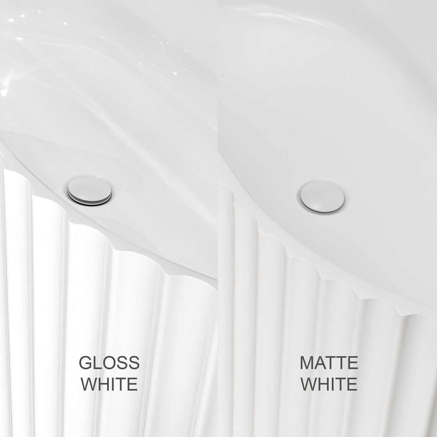 Agora Groove 1500mm Fluted Oval Freestanding Back to Wall Bath, Gloss White
