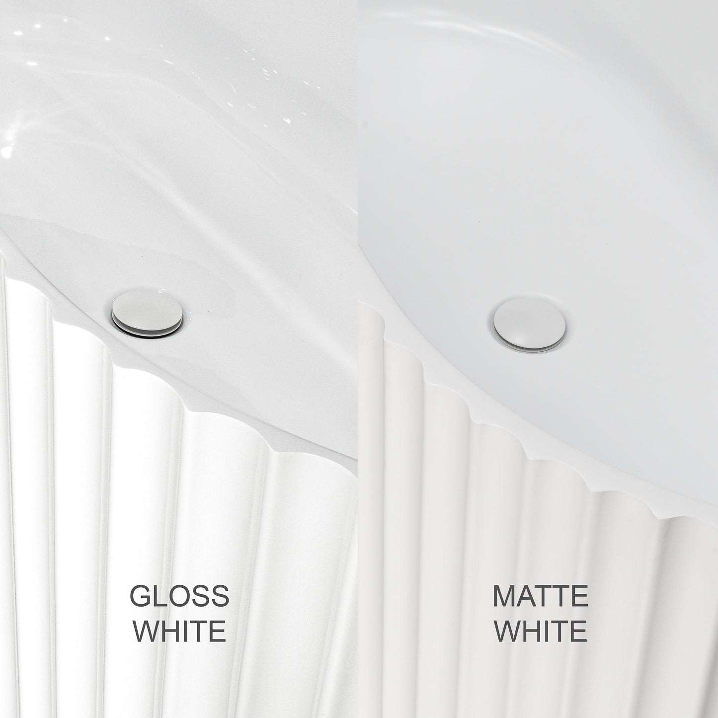 Agora Groove 1700mm Fluted Oval Freestanding Bath, Gloss White