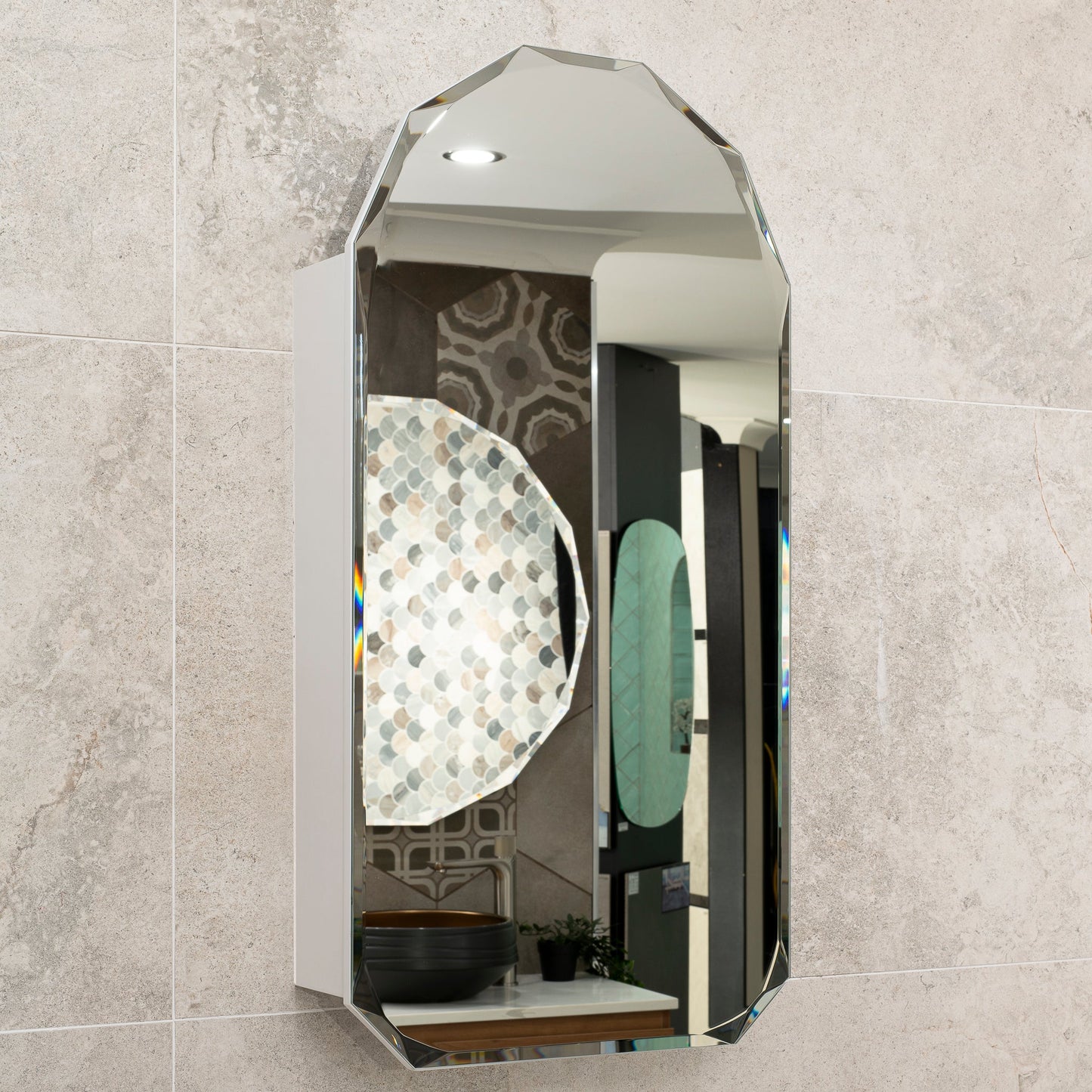 Arch Jewel 450mm x 900mm Shaving Cabinet Mirror, Matte White