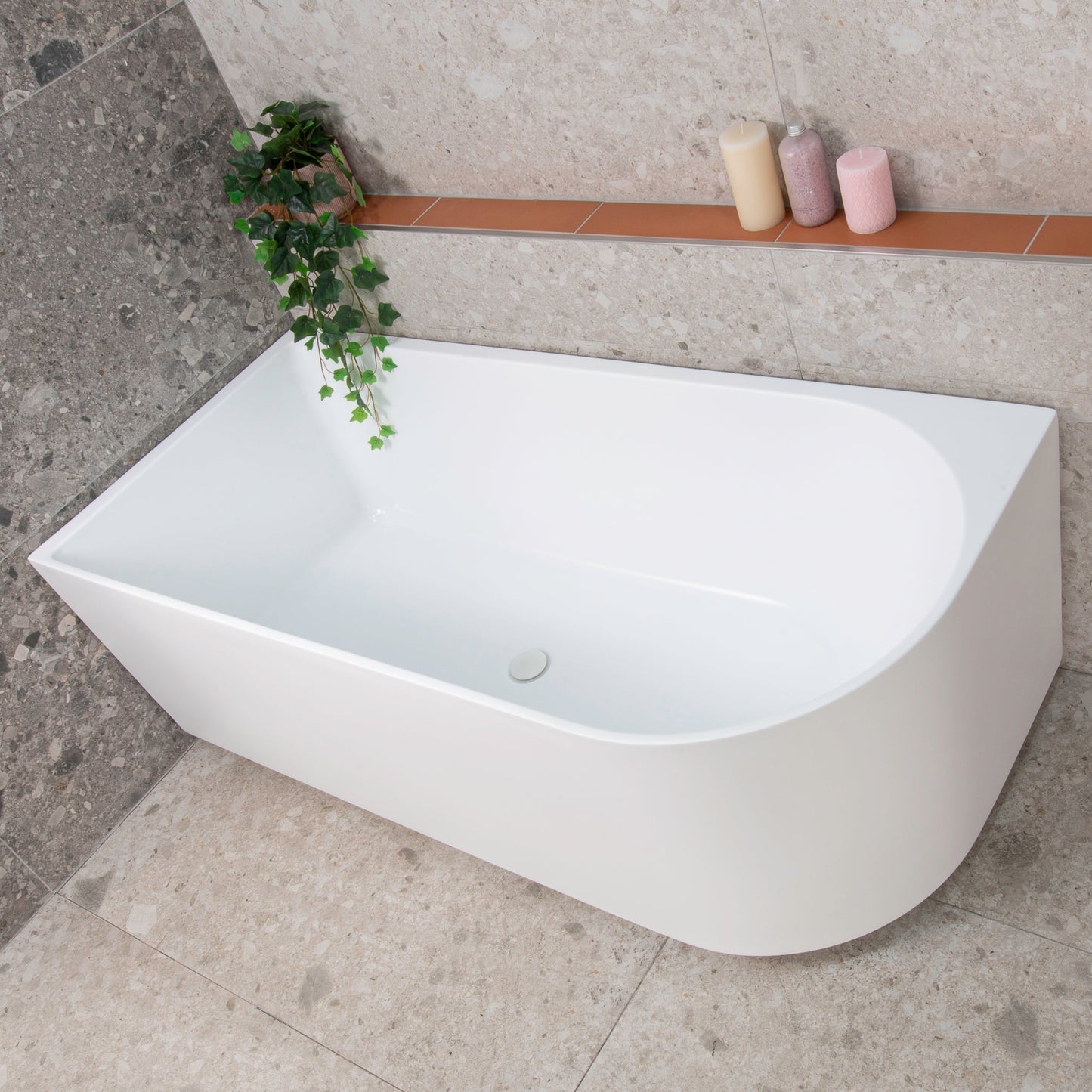 Arco 1600mm Left Corner Freestanding Bath, Gloss White