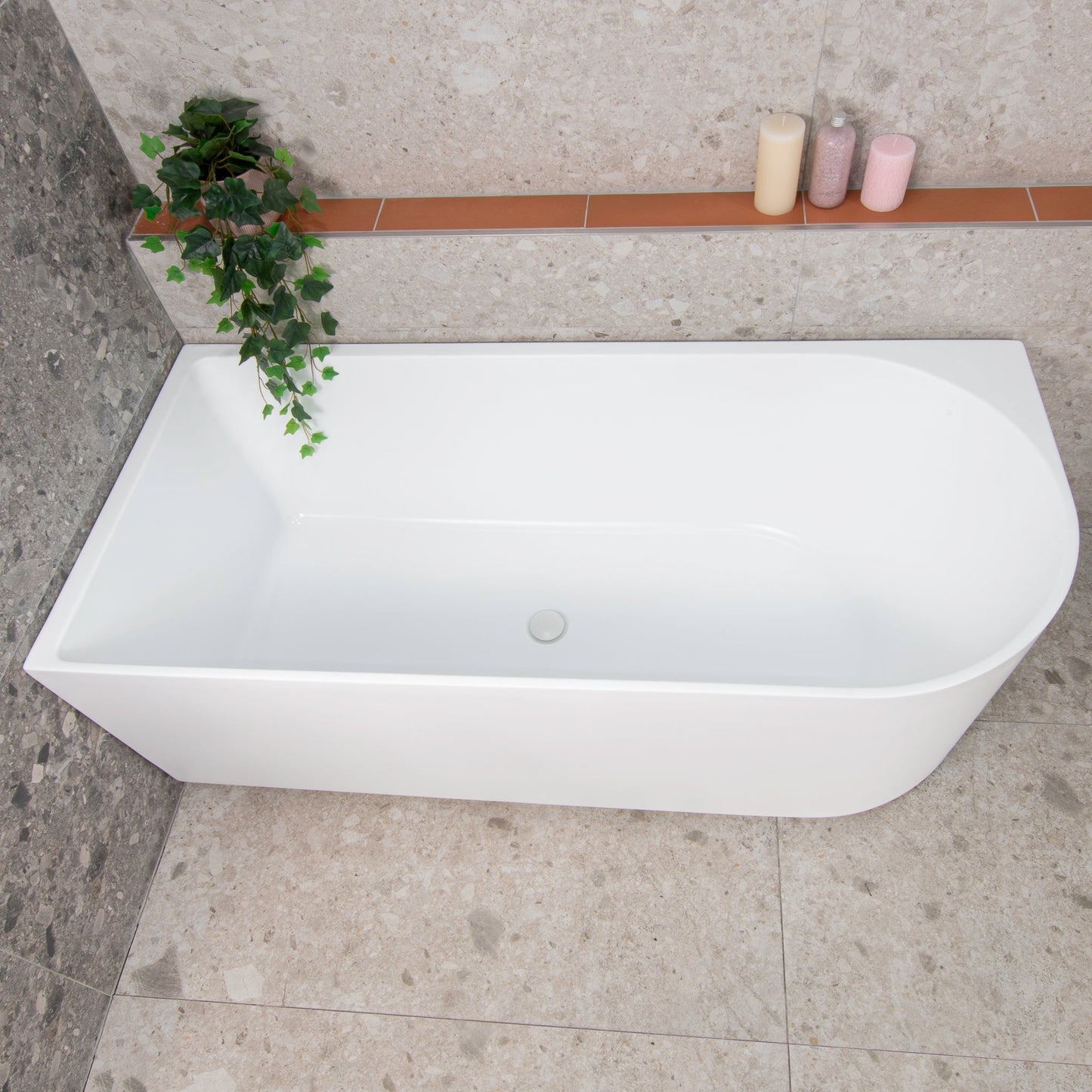 Arco 1600mm Left Corner Freestanding Bath, Gloss White