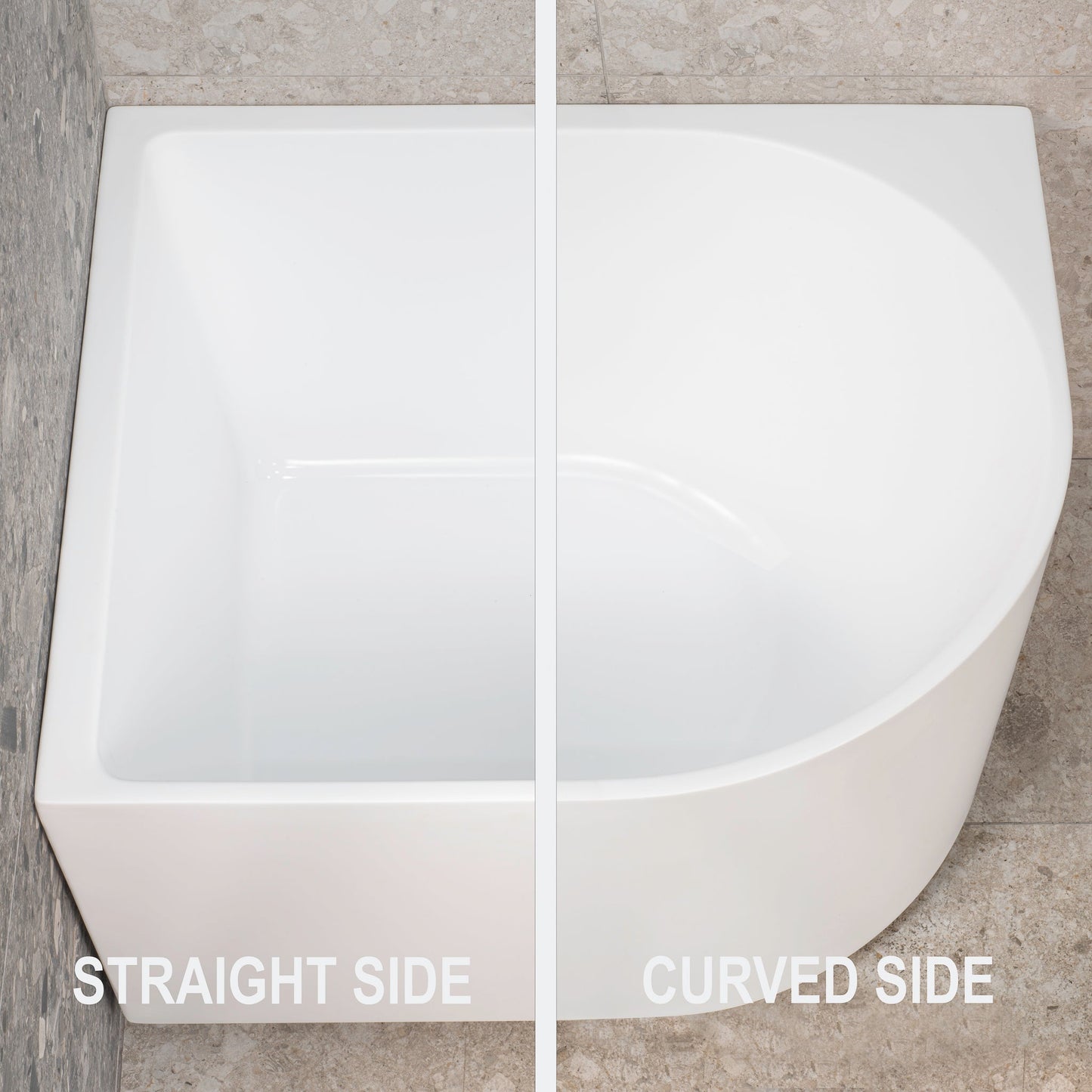 Arco 1600mm Left Corner Freestanding Bath, Gloss White