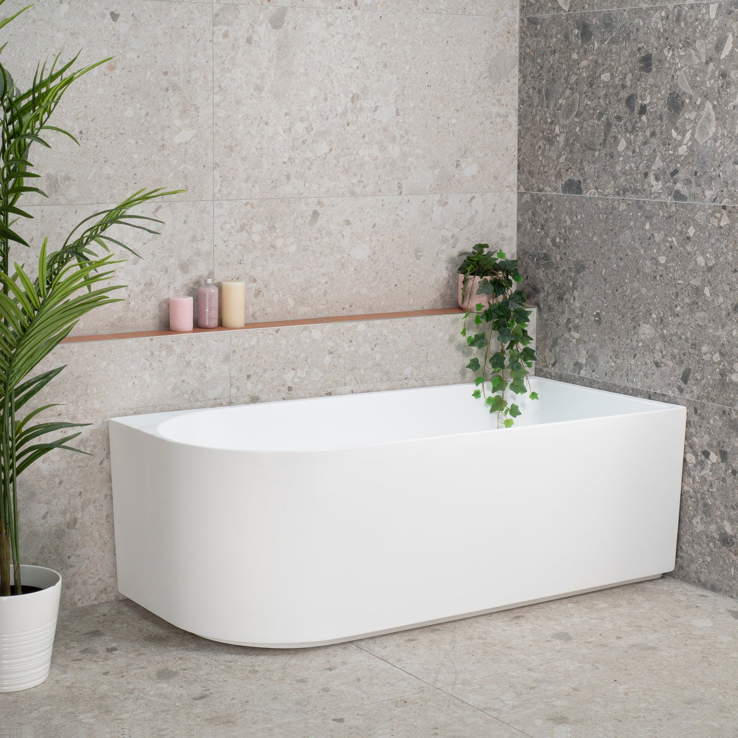 Arco 1600mm Right Corner Freestanding Bath, Matte White