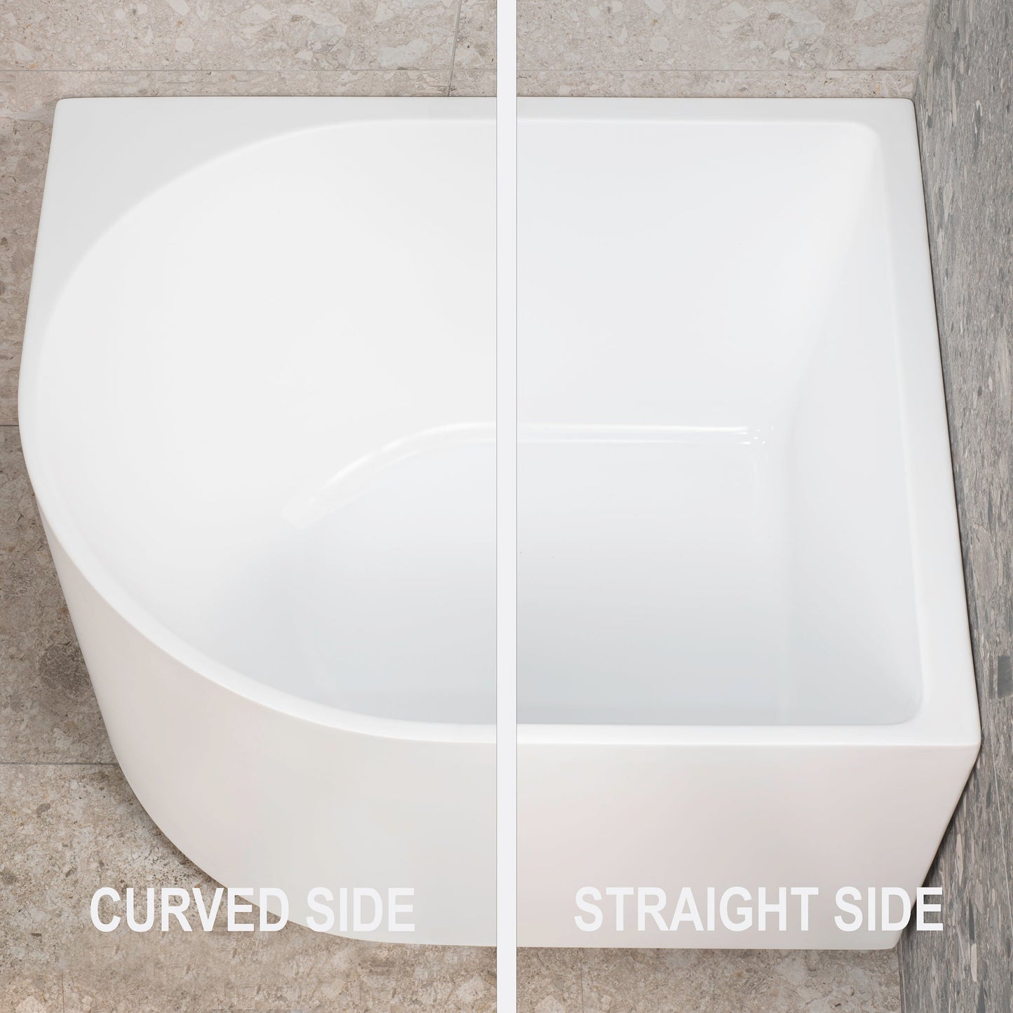 Arco 1600mm Right Corner Freestanding Bath, Matte White