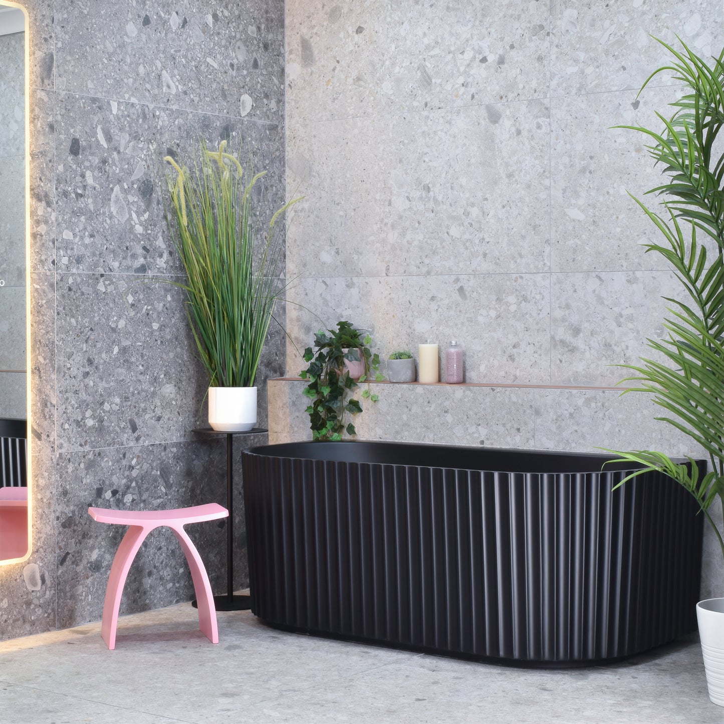 Kura Arch Artificial Stone Stool | Matte Pink |