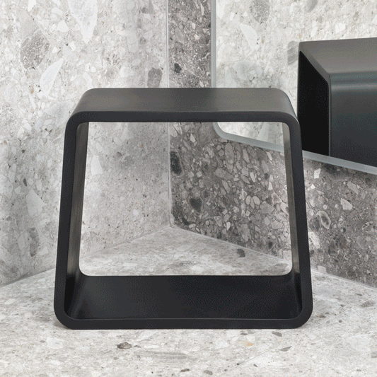Tera Soft Square Artificial Stone Stool | Matte Black |