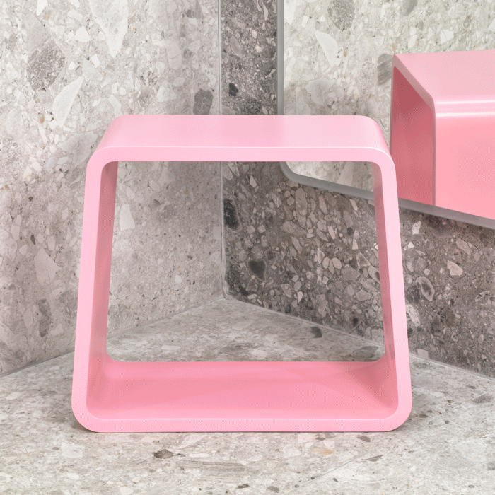 Tera Soft Square Artificial Stone Stool | Matte Pink |