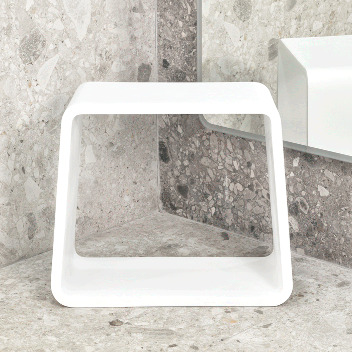 Smaskrake Stool Tera Soft Square Artificial Stone Stool | Matte White | – Enflair