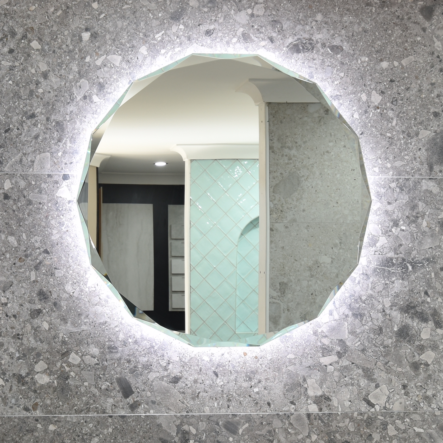 Fine Round Jewel 750mm LED Backlit Mirror with Demister