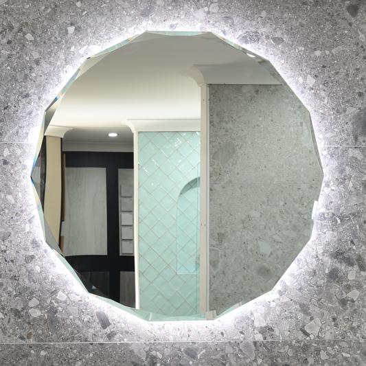 Fine Round Jewel 900mm LED Backlit Mirror with Demister
