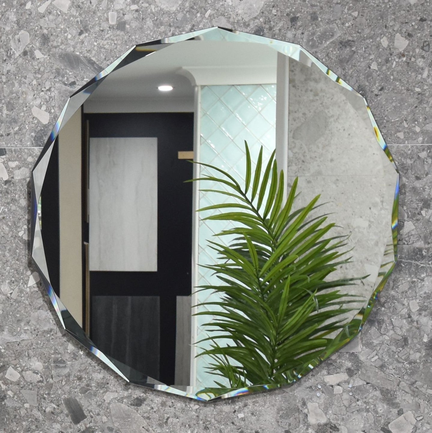 Fine Round 900mm Jewel Frameless Mirror with Jewelled Edge