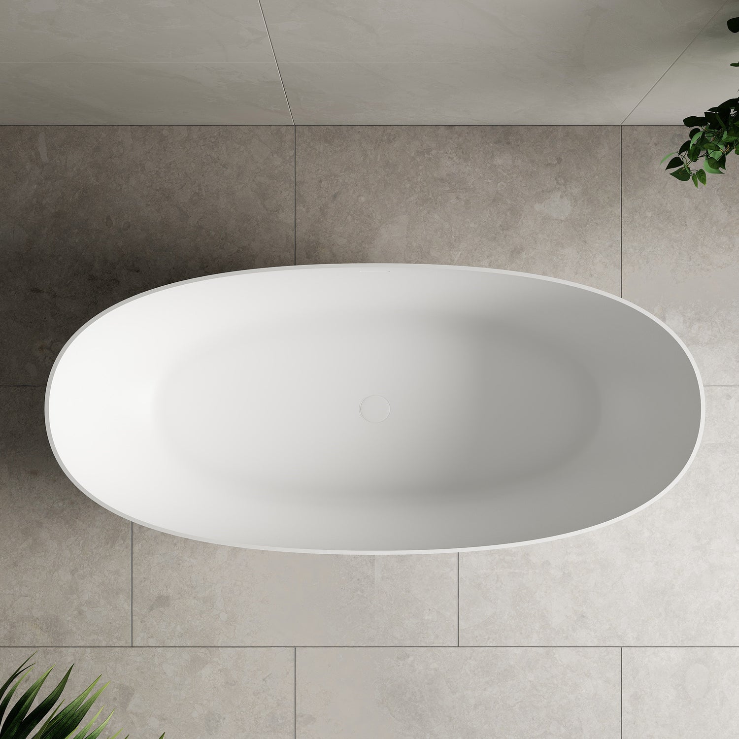 Byron Egg 1700mm Artificial Stone Freestanding Bath, Matte White Enflair