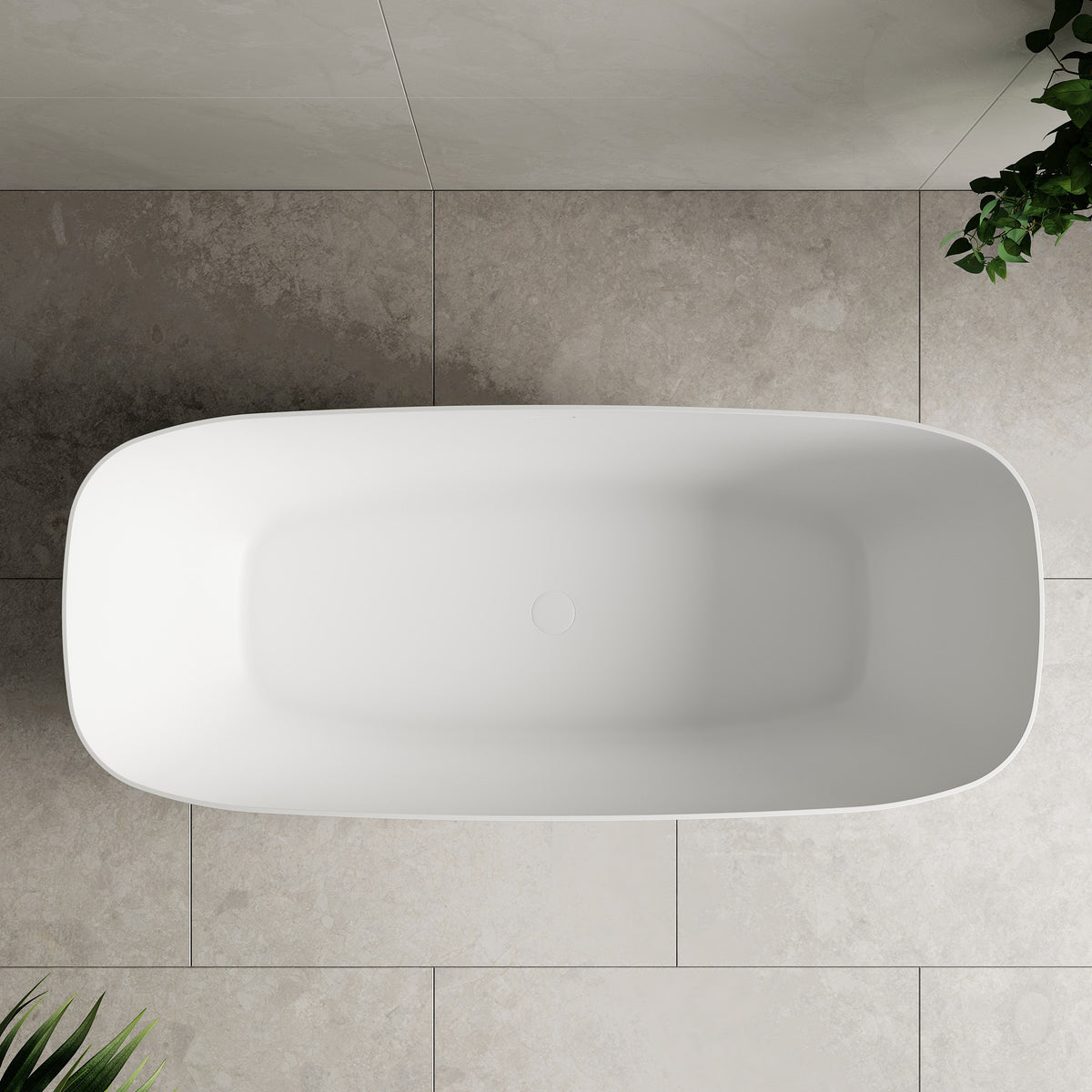 Square Rolo Rolo Soft Square 1700mm Artificial Stone Freestanding Bath | Matte Whi ...