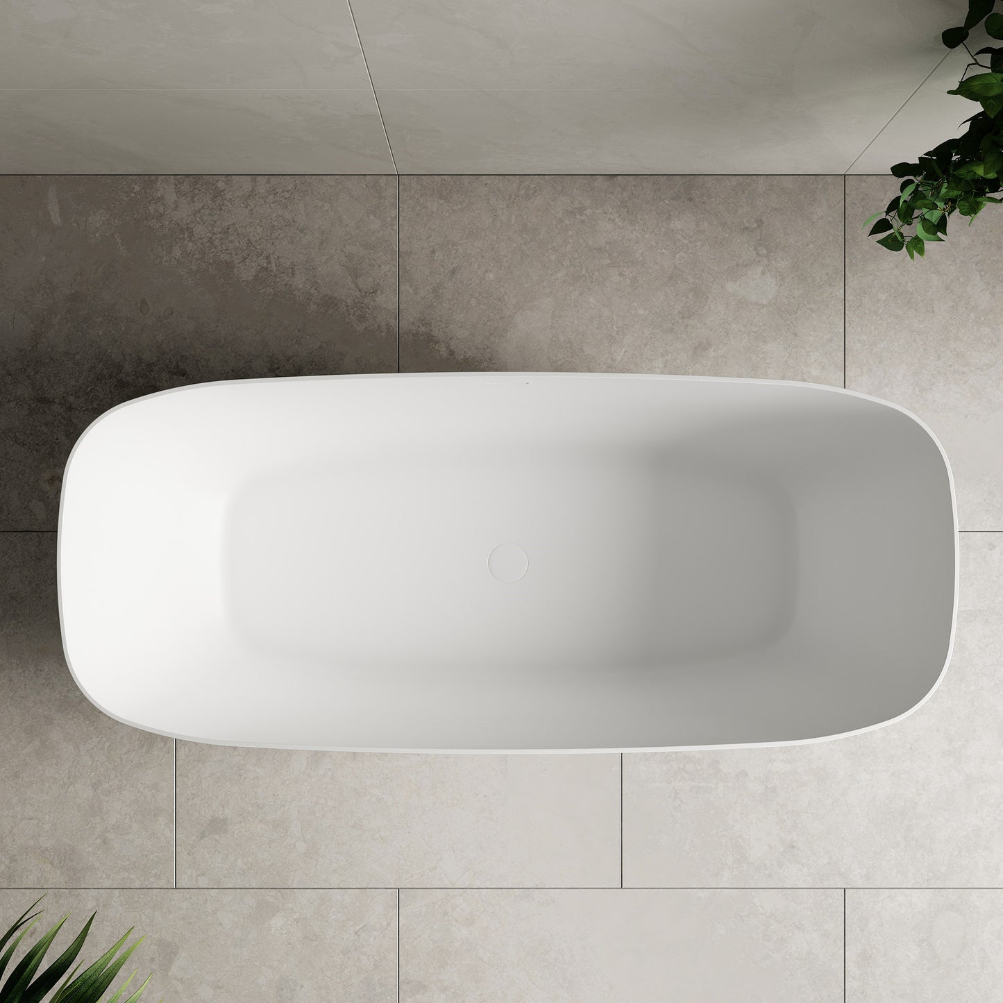 Rolo Soft Square 1700mm Artificial Stone Freestanding Bath | Matte White |