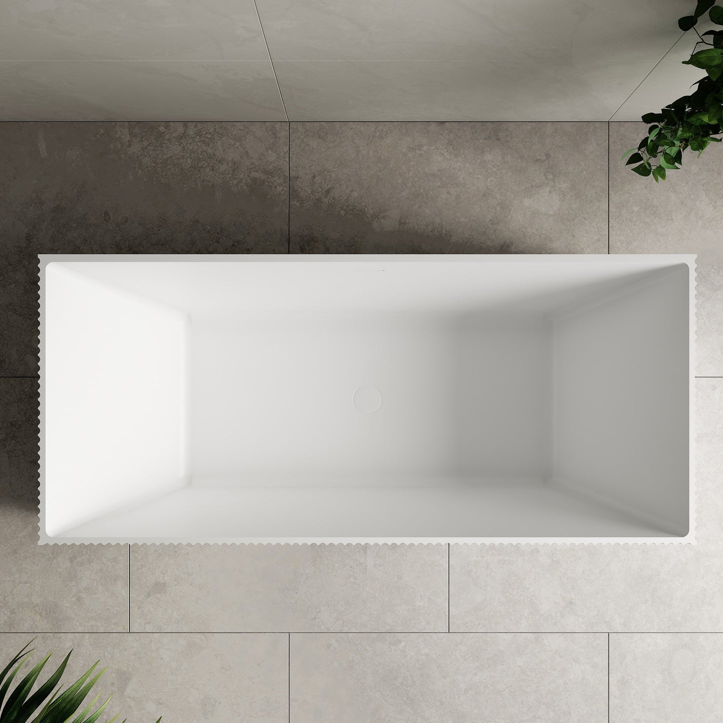 Cubix Groove 1700mm Fluted Square Multifit Artificial Stone Freestanding Bath | Matte White |